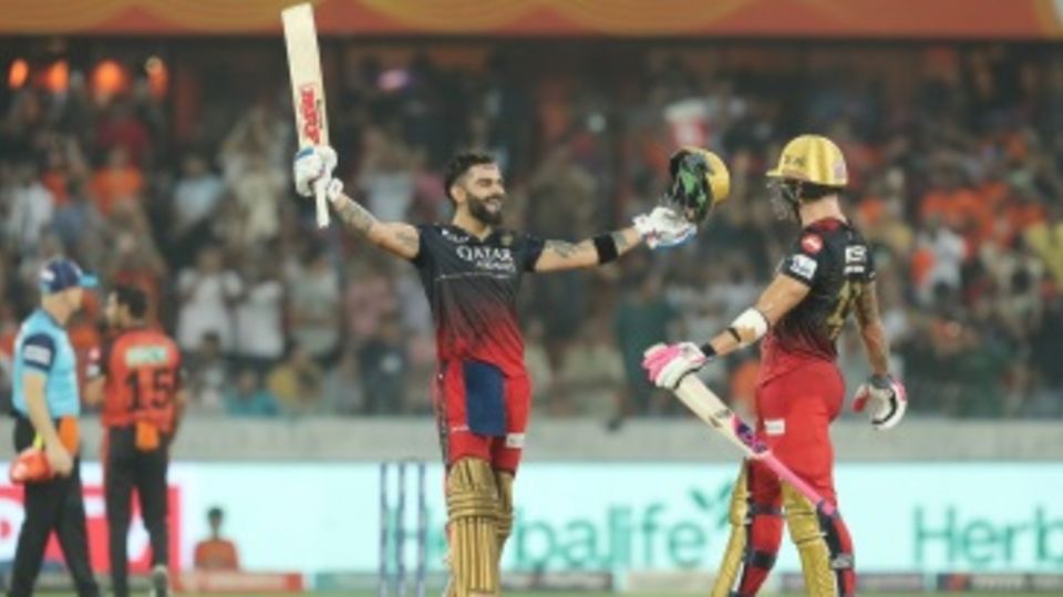 Virat Kohli celebrates his century