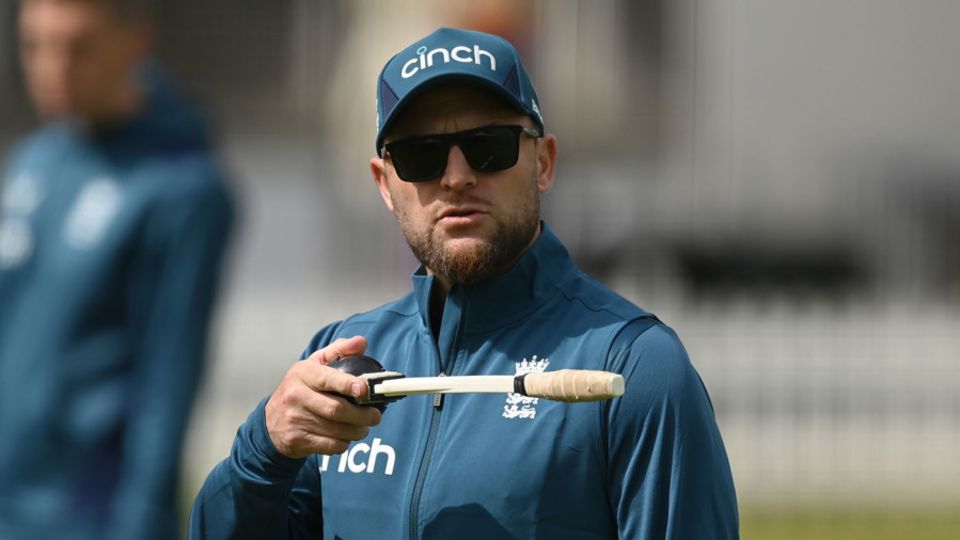 Brendon McCullum keeps an eye on the training at Lord's