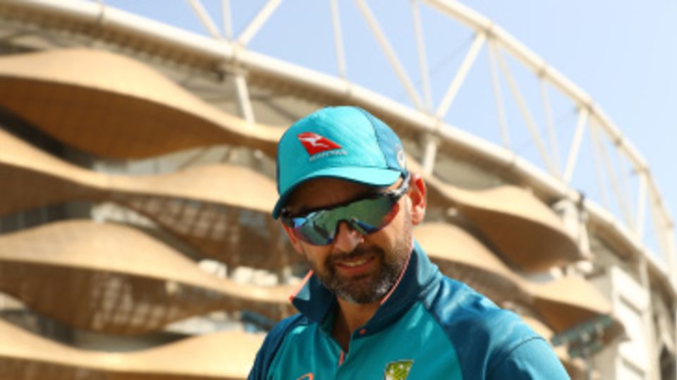 Nathan Lyon at a training session