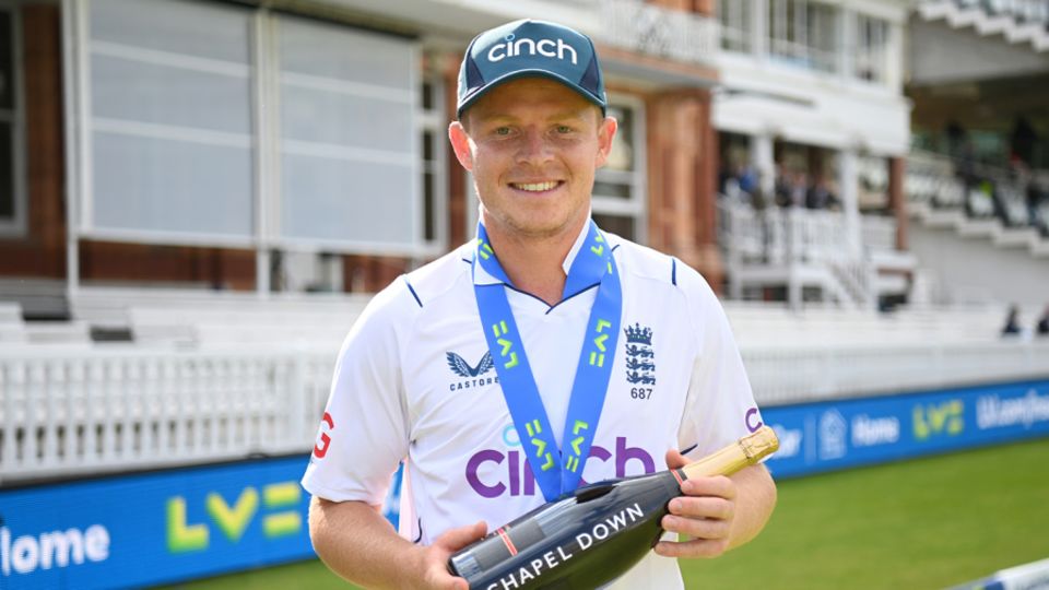 Pope won the match award against Ireland at Lord's