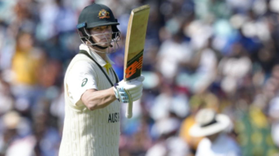 Steven Smith celebrates his first fifty of the English summer