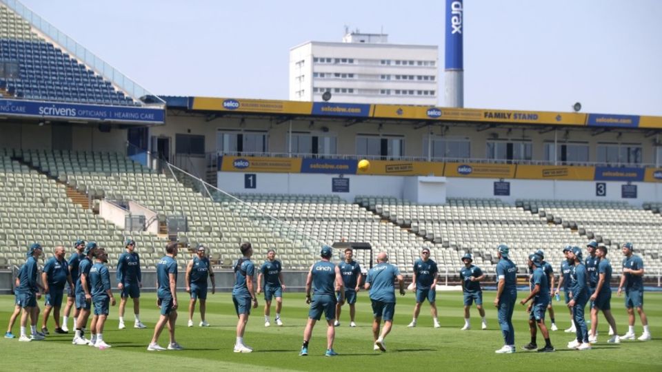 England's squad trains at Edgbaston on the eve of the Ashes