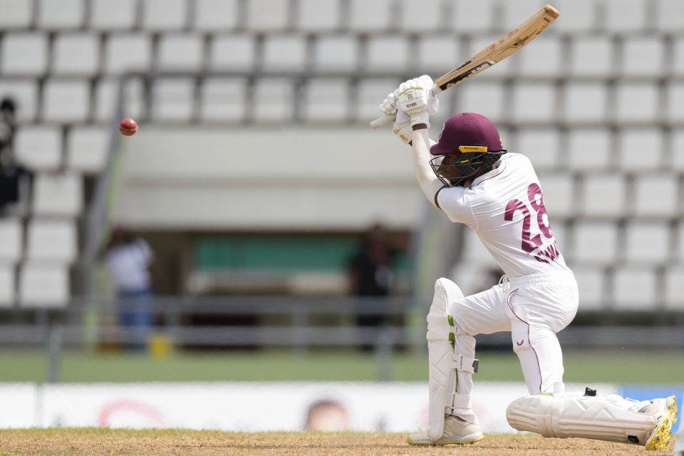 Alick Athanaze in action on Test debut