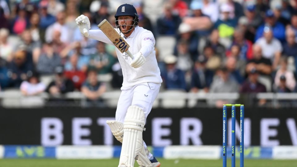 Jonny Bairstow yells 'no!' during his bristling innings of 99 not out