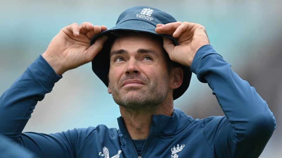 James Anderson looks to the skies ahead of the fifth Test
