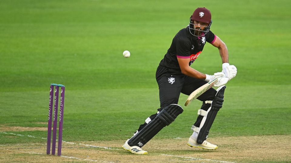 Andy Umeed plays the ball late