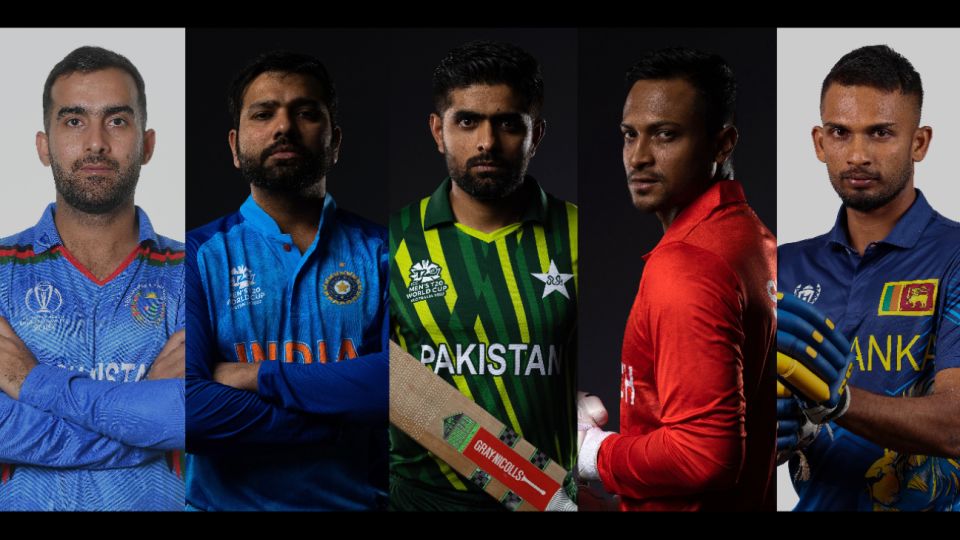 Composite: Shahidi, Rohit, Babar, Shakib, Shanaka