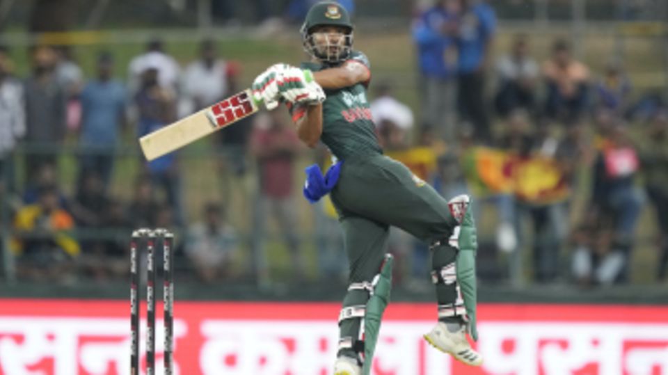 Najmul Hossain Shanto brought up his fifty in the 24th over