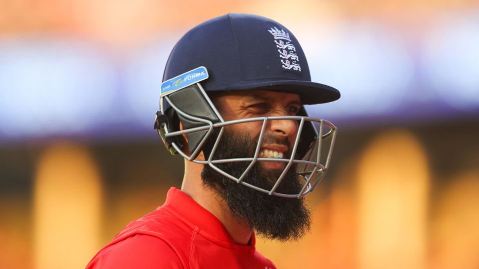 Moeen Ali grimaces after his dismissal