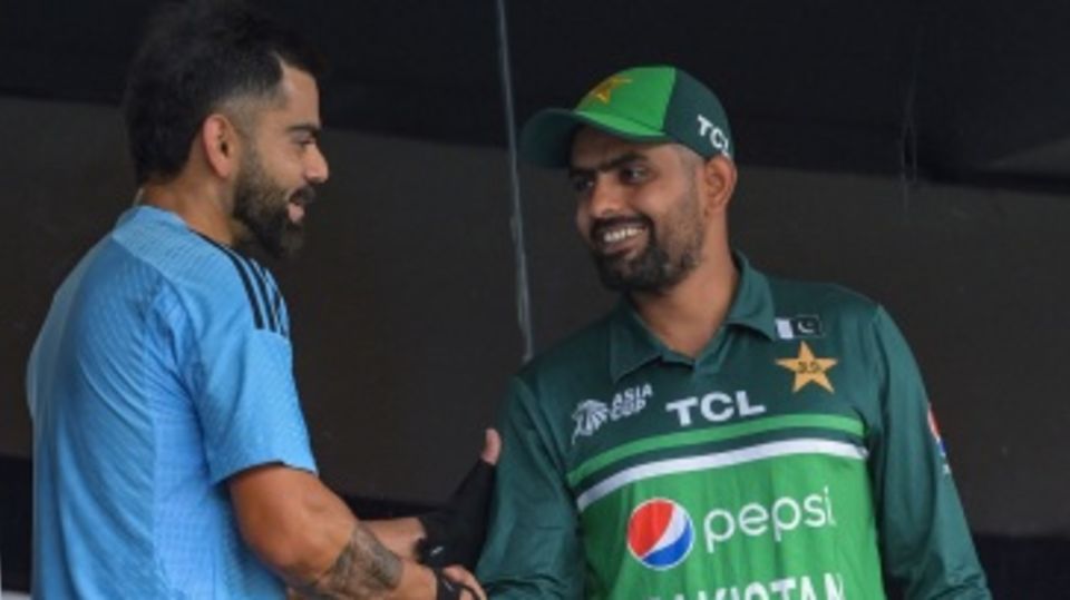 Virat Kohli and Babar Azam greet each other