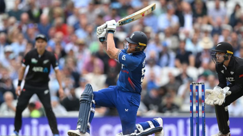 Ben Stokes launches another six during his powerful innings