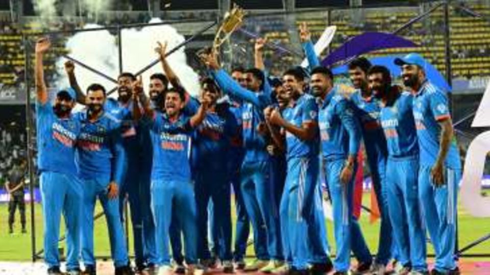 Job done, it's time to celebrate - India with their eighth Asia Cup trophy