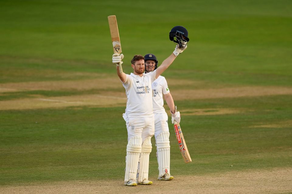 Liam Dawson celebrates his hundred