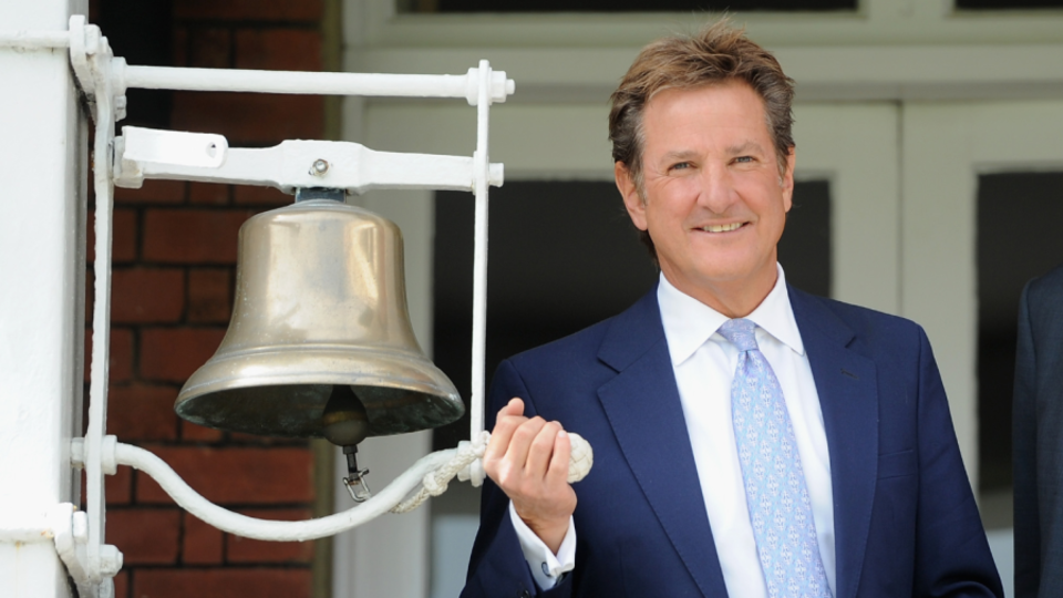 Mark Nicholas, the incoming MCC chair, pictured ringing the five-minute bell during a Test at Lord's