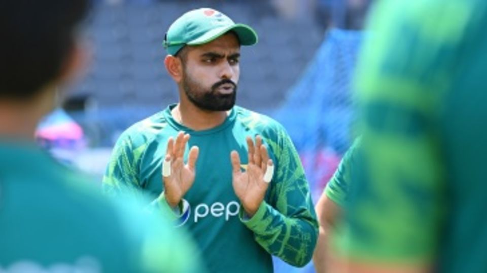 Babar Azam addresses the team before their first match