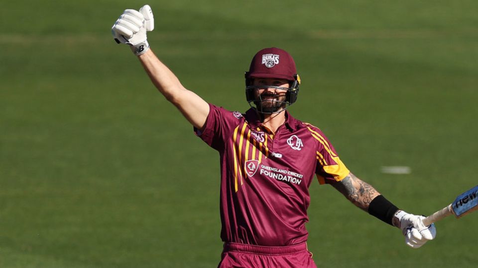 Kane Richardson celebrates hitting the winning runs
