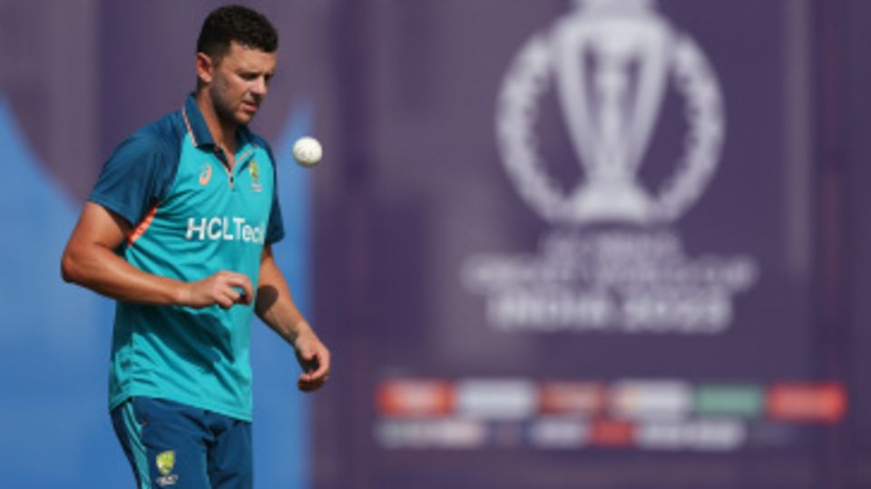 Josh Hazlewood plays with his tool