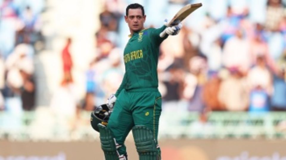 Quinton de Kock brought up his second successive World Cup ton with a six