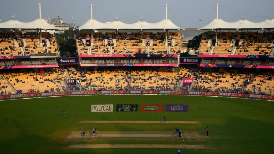 A general view of the action at the MA Chidambaram Stadium