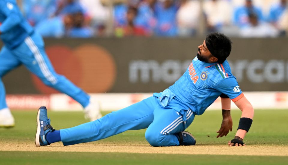 Hardik Pandya injured his left ankle during his first over of the game