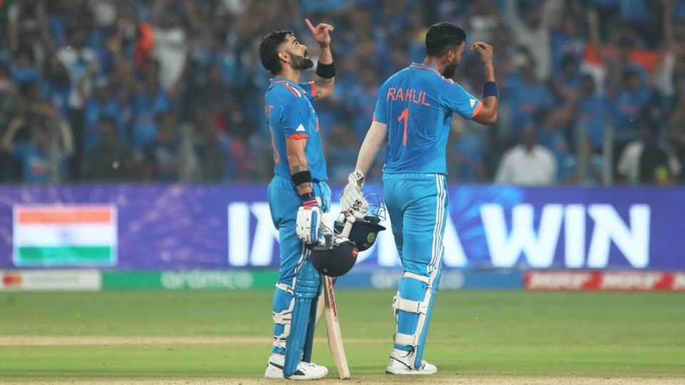 Virat Kohli and KL Rahul celebrate after the win