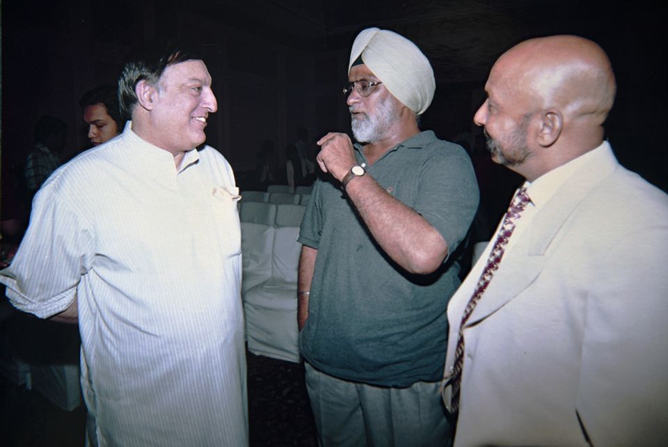 With friends and former team-mates MAK Pataudi and Syed Kirmani in 2000. Bedi picked Pataudi as the captain of a notional team of the best cricketers he played with