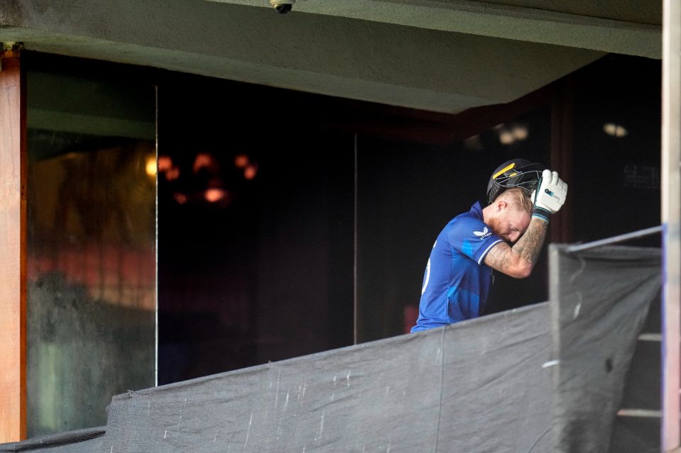 Ben Stokes cuts a dejected figures as he trudges off for 43