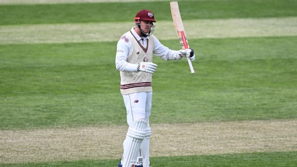 Matt Renshaw celebrates his half-century
