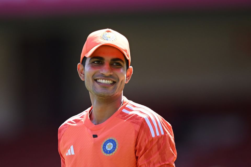 Shubman Gill was in good spirits during India's training session