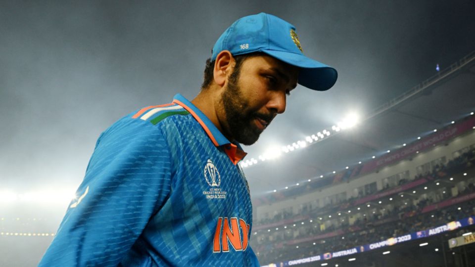 Rohit Sharma walks off after India's World Cup final defeat