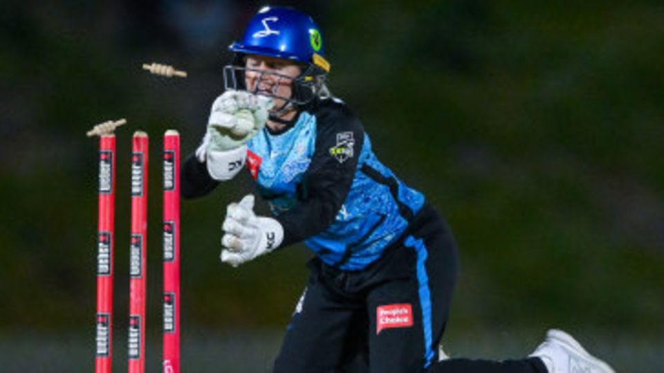 Bridget Patterson breaks the stumps