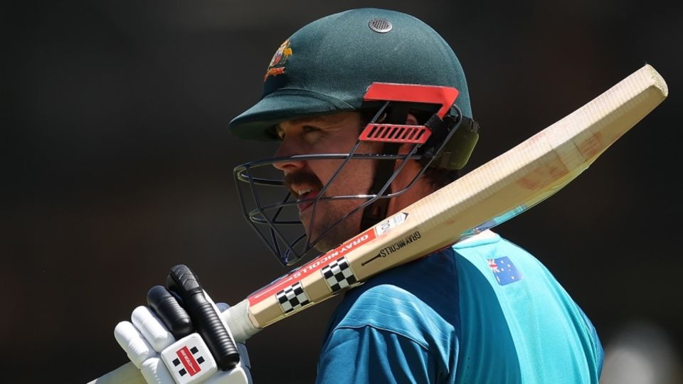 Travis Head at his first red-ball net session since winning the ODI World Cup