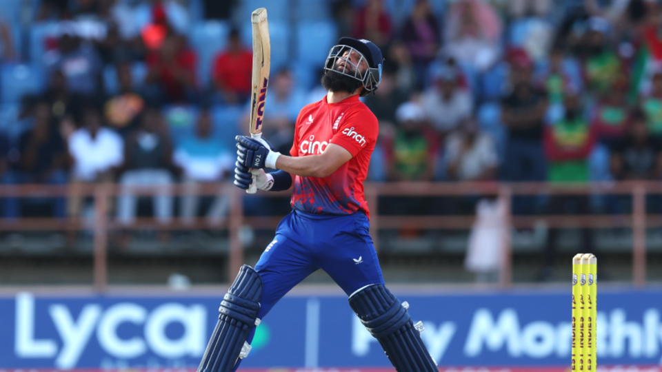 Moeen Ali reacts in frustration as the second T20I slips away