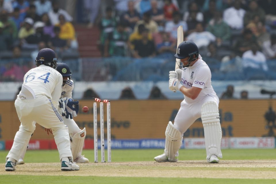Jonny Bairstow was bowled shouldering arms to Ravindra Jadeja