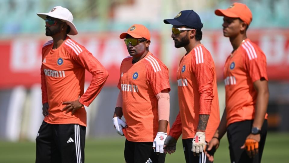 Shreyas Iyer, Sarfaraz Khan, Rajat Patidar, Yashasvi Jaiswal in action at India's training session