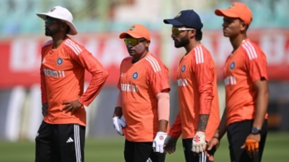 Shreyas Iyer, Sarfaraz Khan, Rajat Patidar, Yashasvi Jaiswal in action at India's training session