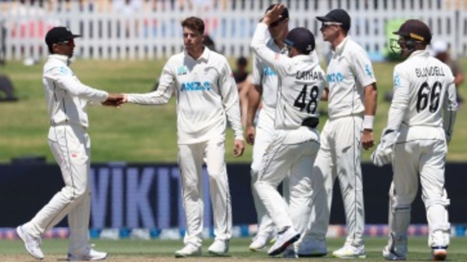 Mitchell Santner got good purchase and picked the wicket of Clyde Fortuin