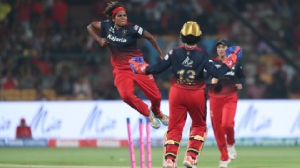 Sobhana Asha is pumped up after dismissing Tahlia McGrath