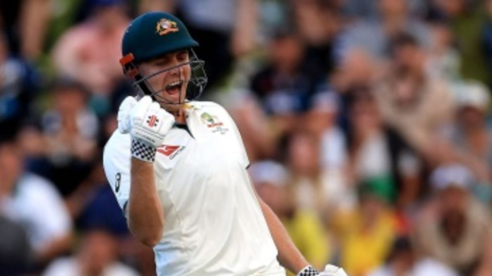 Cameron Green exults after bringing up his second Test century