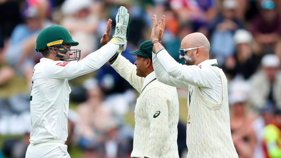 Nathan Lyon picked up the wickets of Tom Latham and Kane Williamson before stumps
