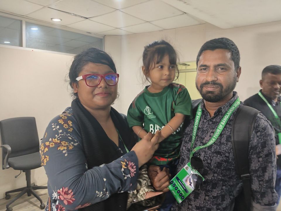 Shakila Bobby, Jaker Ali's sister, with her husband Mamun Hossain and their daughter Saiyara Mahek