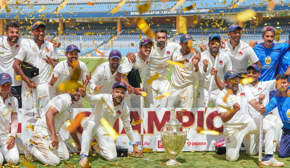 Mumbai celebrate their 42nd Ranji Trophy win
