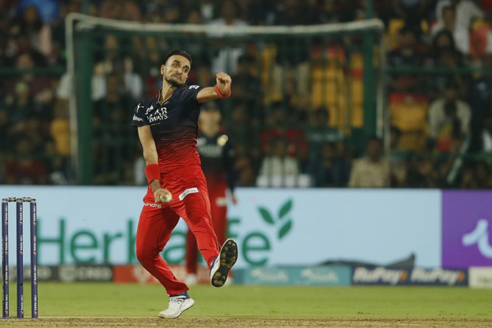 Harshal Patel favours the slower bouncer, forcing the batter to generate the power to clear the outfield
