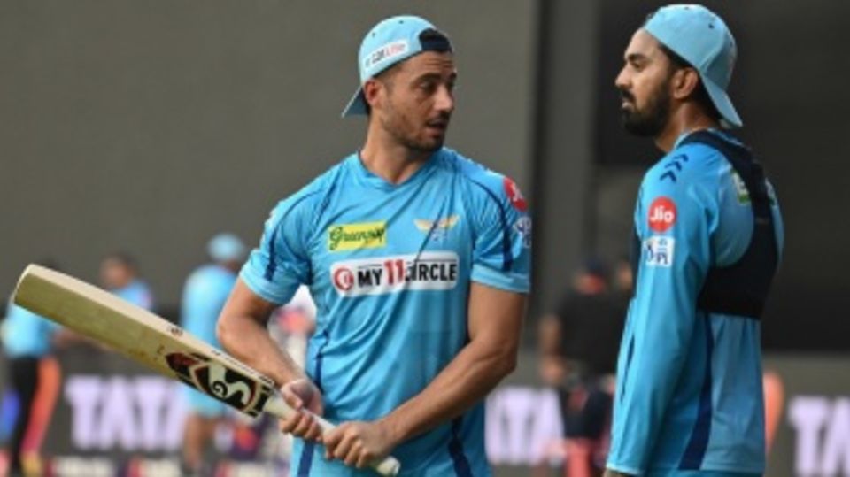 Marcus Stoinis and KL Rahul have a chat