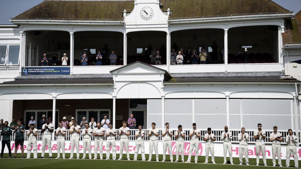 Kent and Worcestershire observed a minute's applause following the death of Josh Baker