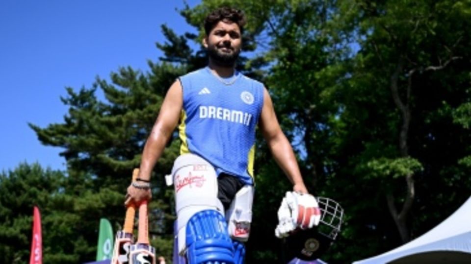 Rishabh Pant at practice on the eve of India's T20 World Cup opener against Ireland in New York