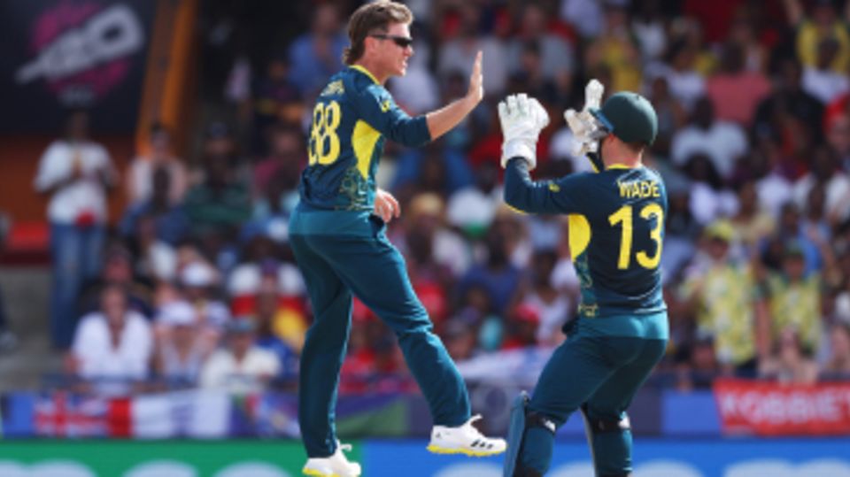 Adam Zampa celebrates the dismissal of Phil Salt