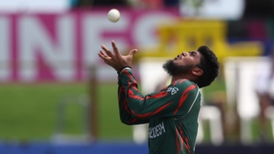 Rishad Hossain gets under the ball