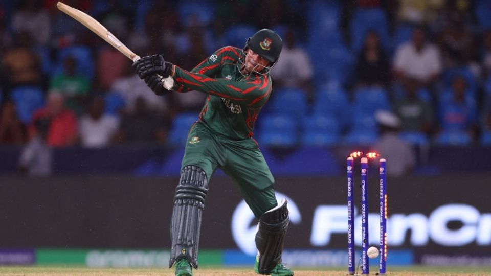 Taskin Ahmed is bowled