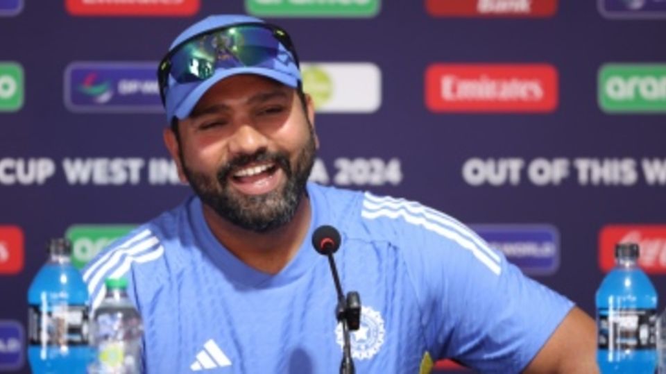 Rohit Sharma has a laugh at a press conference